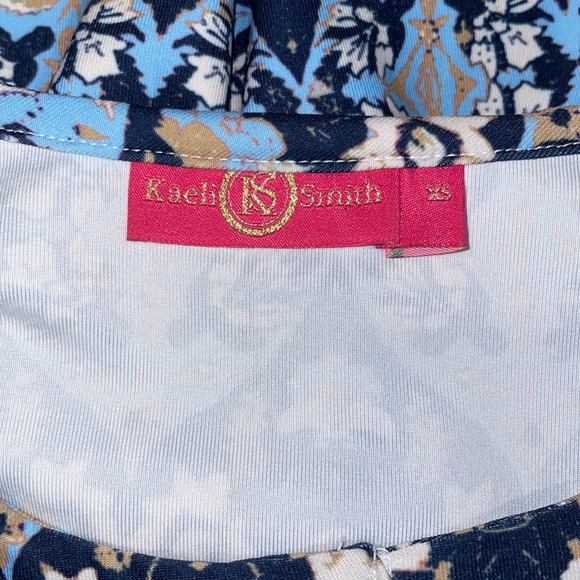 Kaeli Smith Long Sleeve Print Dress Blue XS - Picture 7 of 7